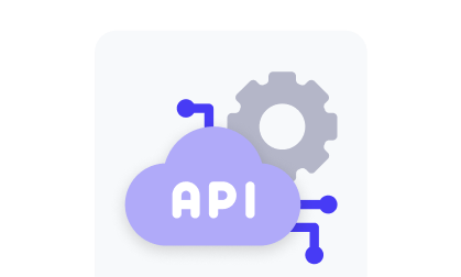 Web and cloud API development illustration showing cloud with gear and API text, representing backend and SaaS engineering