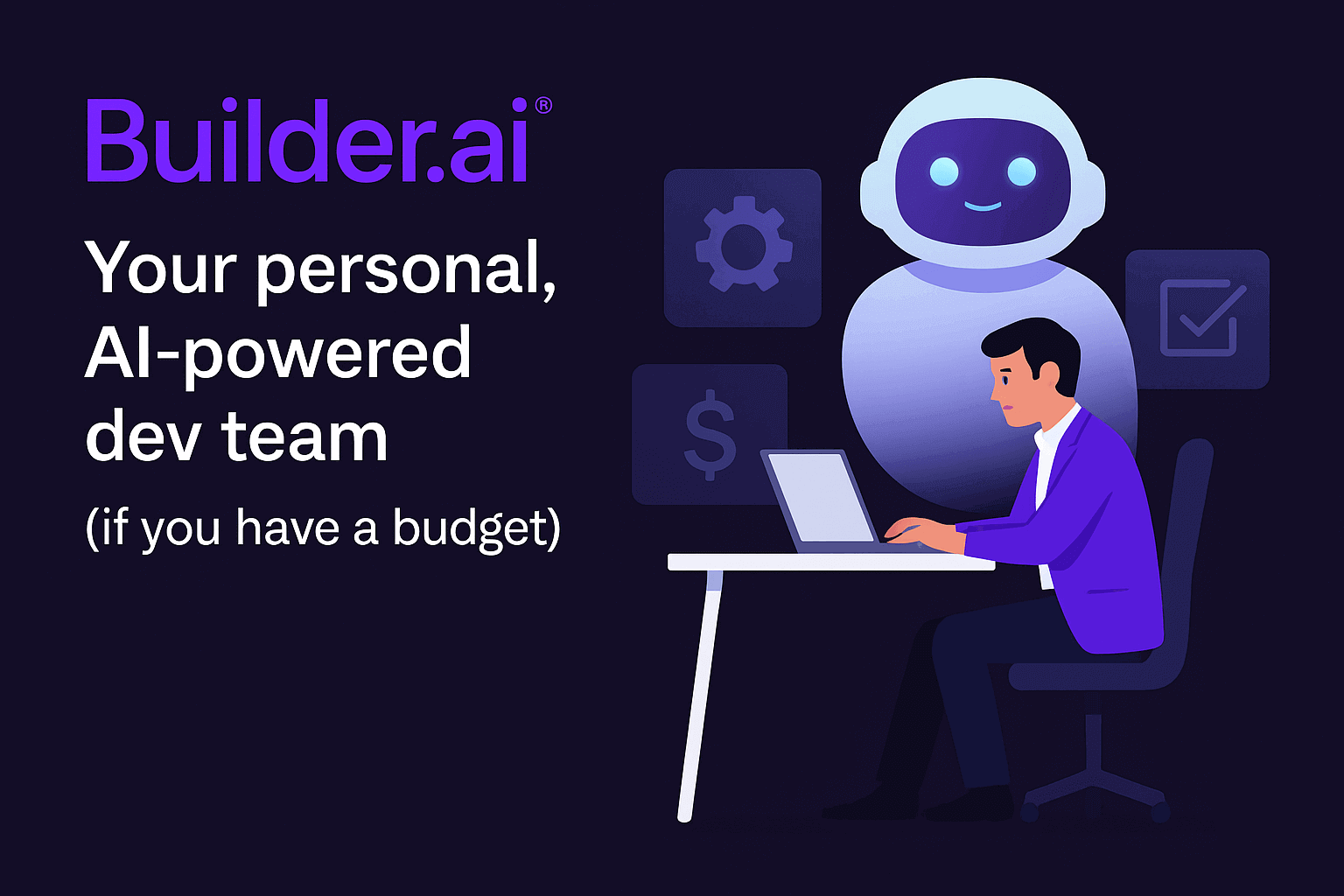 Builder.ai platform offering AI-managed custom app development services